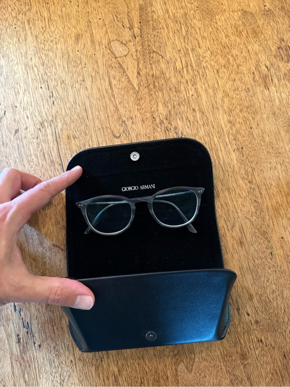 Giorgio Armani Men's Black and Gray Round-Angled Eyeglasses